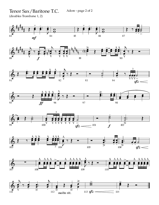 Adore (Choral Anthem SATB) Tenor Sax/Baritone T.C. (Lifeway Choral / Arr. Craig Adams)