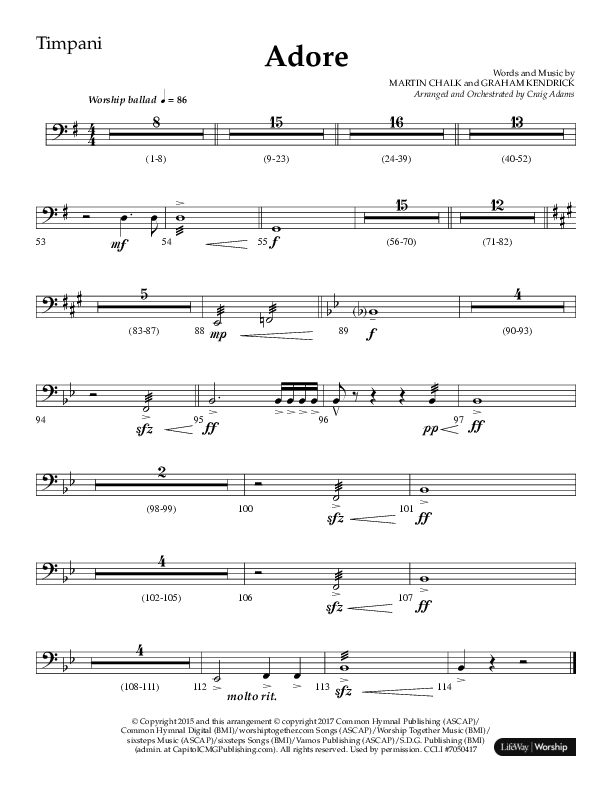 Adore (Choral Anthem SATB) Timpani (Lifeway Choral / Arr. Craig Adams)