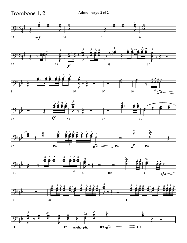 Adore (Choral Anthem SATB) Trombone 1/2 (Lifeway Choral / Arr. Craig Adams)
