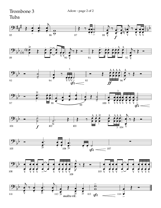 Adore (Choral Anthem SATB) Trombone 3/Tuba (Lifeway Choral / Arr. Craig Adams)