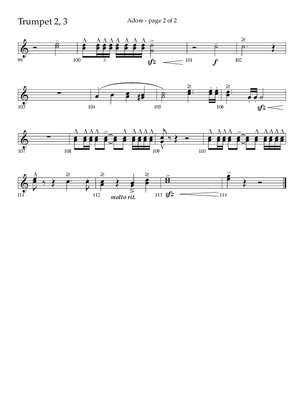 Adore (Choral Anthem SATB) Trumpet 2/3 (Lifeway Choral / Arr. Craig Adams)