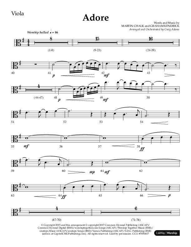 Adore (Choral Anthem SATB) Viola (Lifeway Choral / Arr. Craig Adams)