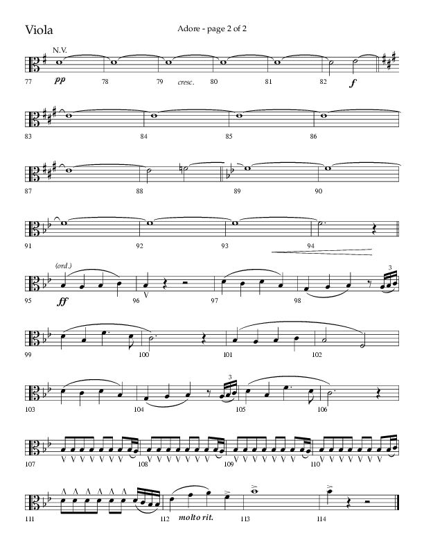 Adore (Choral Anthem SATB) Viola (Lifeway Choral / Arr. Craig Adams)