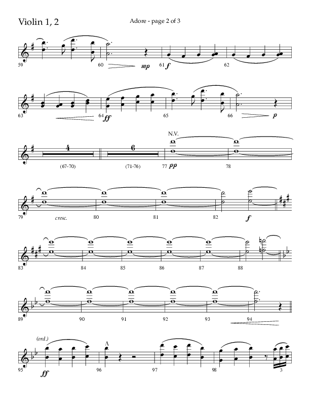 Adore (Choral Anthem SATB) Violin 1/2 (Lifeway Choral / Arr. Craig Adams)