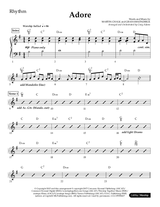 Adore (Choral Anthem SATB) Lead Melody & Rhythm (Lifeway Choral / Arr. Craig Adams)