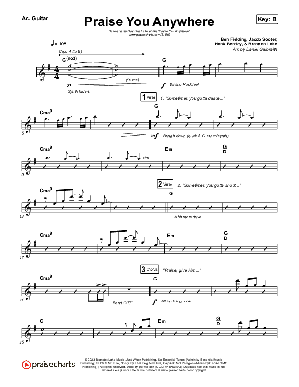 Praise You Anywhere Acoustic Guitar (Brandon Lake)