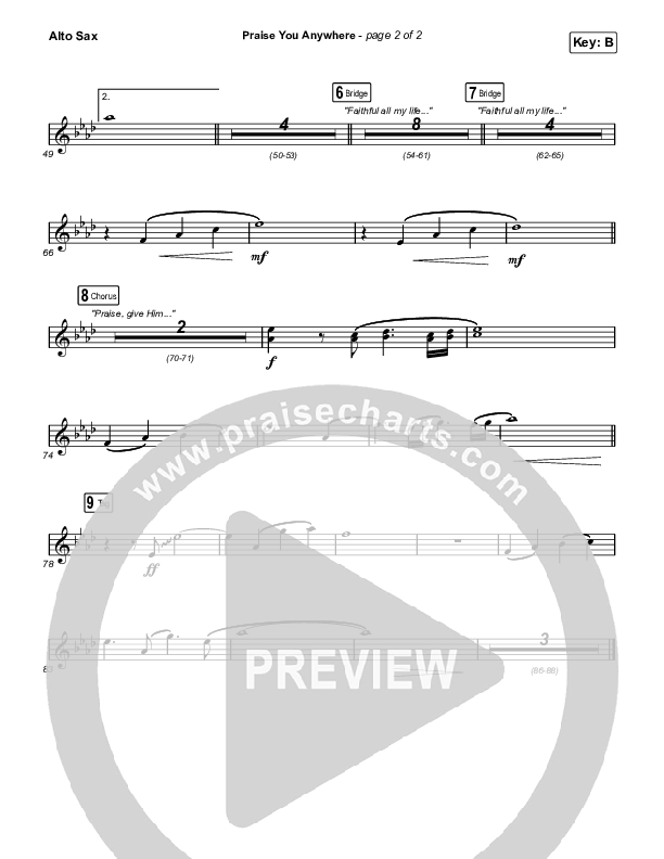 Praise You Anywhere Alto Sax (Brandon Lake)