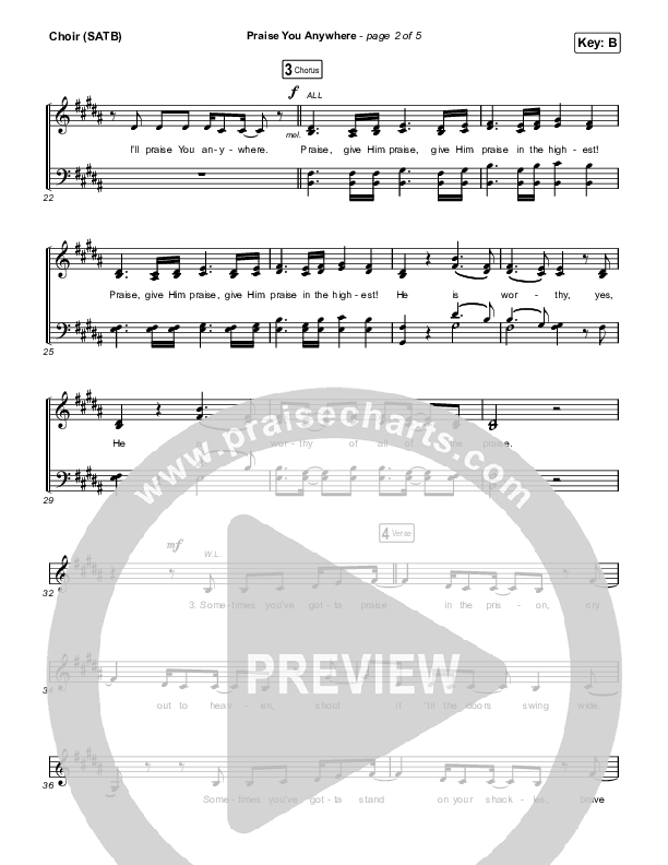 Praise You Anywhere Choir Sheet (SATB) (Brandon Lake)