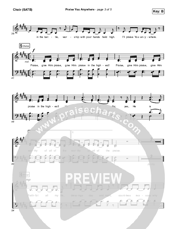 Praise You Anywhere Choir Sheet (SATB) (Brandon Lake)