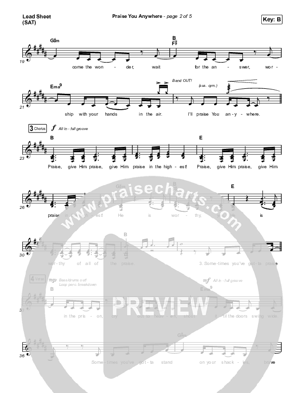 Praise You Anywhere Lead Sheet (SAT) (Brandon Lake)