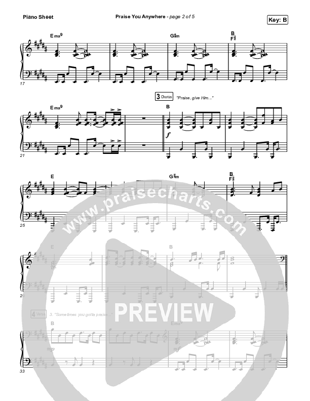 Praise You Anywhere Piano Sheet (Brandon Lake)