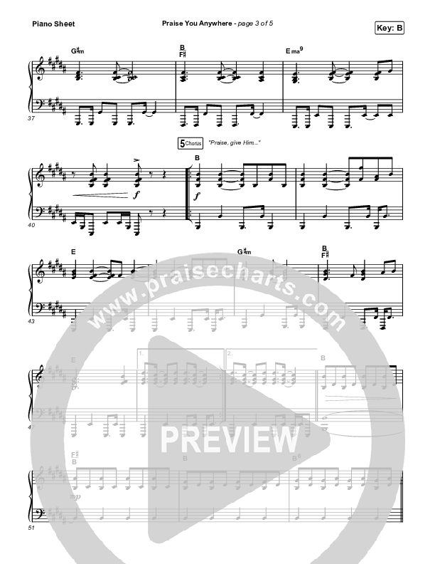 Praise You Anywhere Piano Sheet (Brandon Lake)