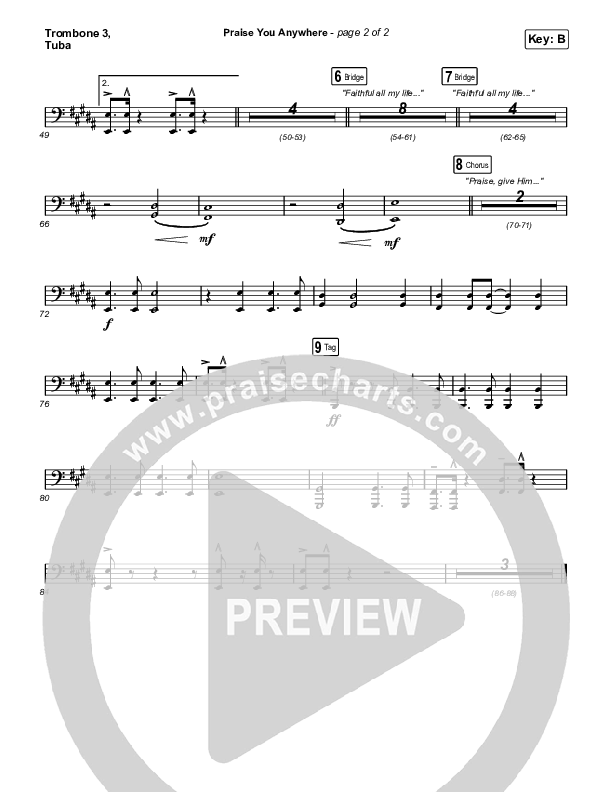 Praise You Anywhere Trombone 3/Tuba (Brandon Lake)