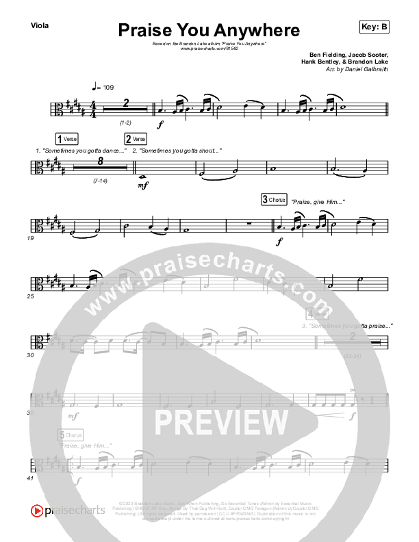 Praise You Anywhere Viola (Brandon Lake)