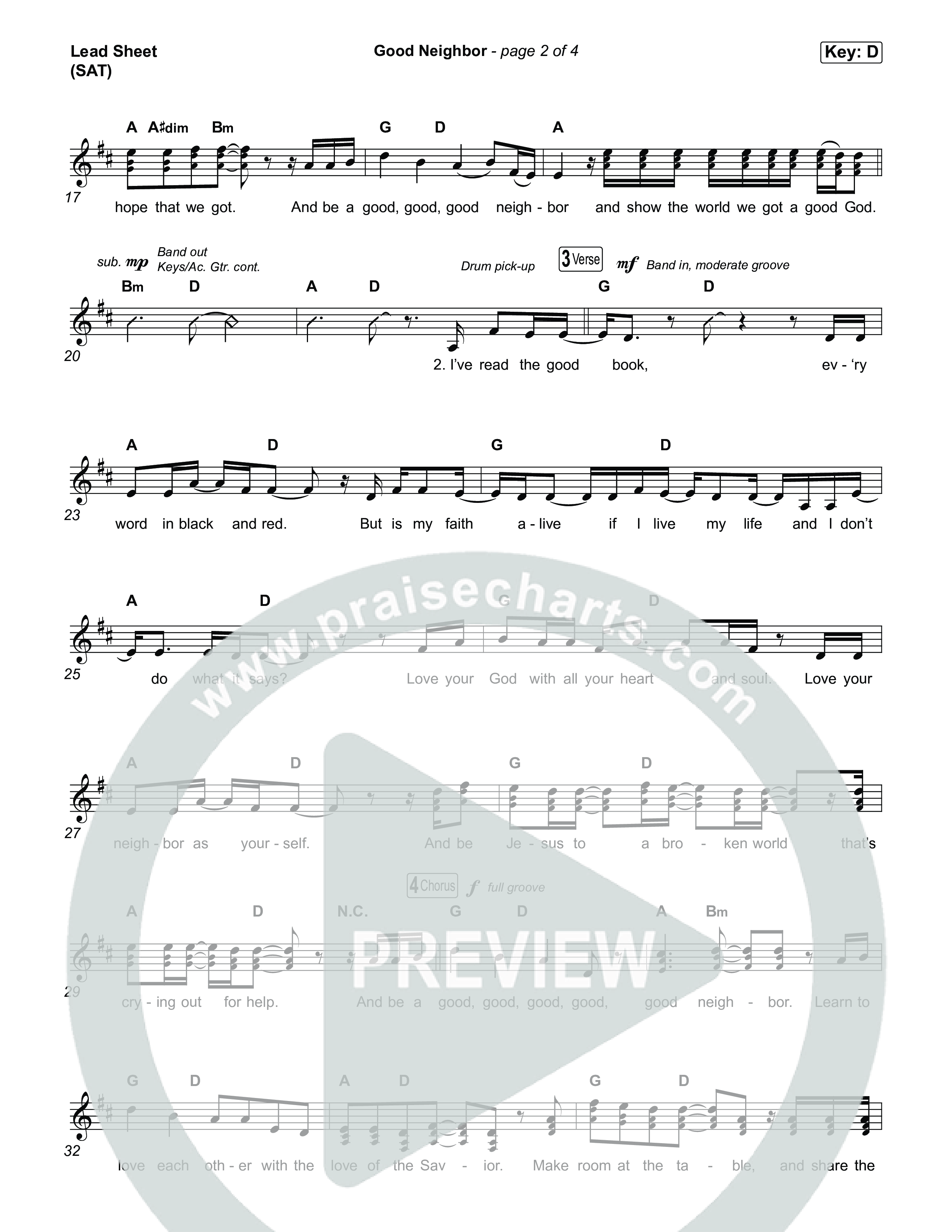 Good Neighbor Lead Sheet (SAT) (Evan Craft)