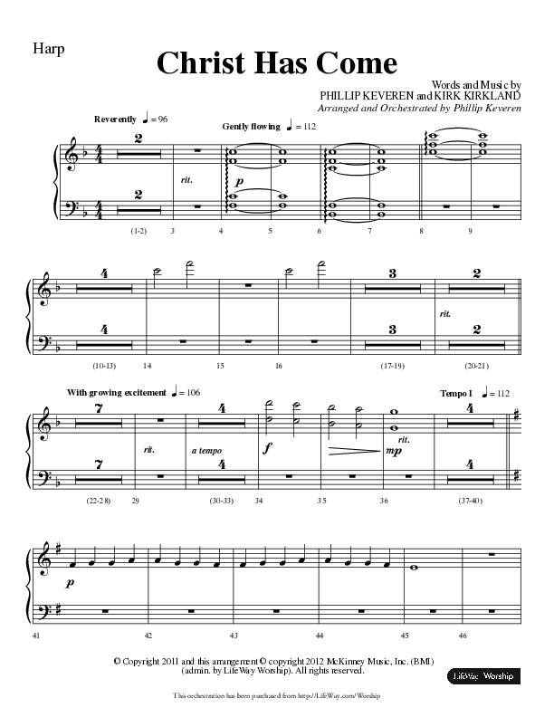 Christ Has Come (Choral Anthem SATB) Harp (Lifeway Choral / Arr. Phillip Keveren)