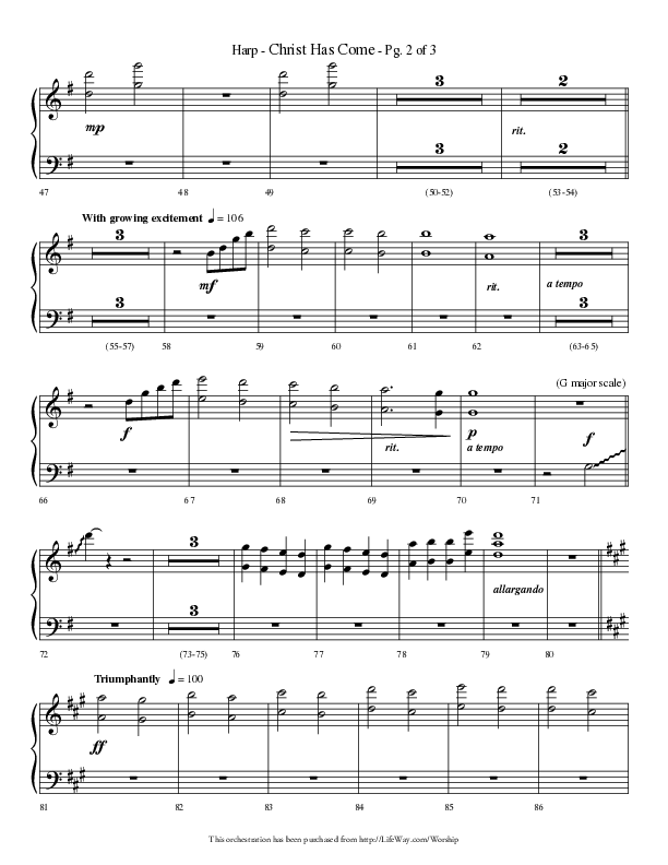 Christ Has Come (Choral Anthem SATB) Harp (Lifeway Choral / Arr. Phillip Keveren)