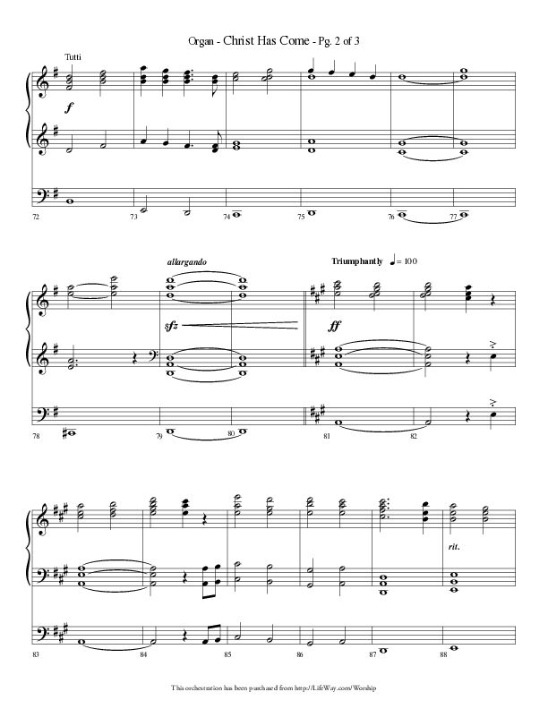 Christ Has Come (Choral Anthem SATB) Organ (Lifeway Choral / Arr. Phillip Keveren)