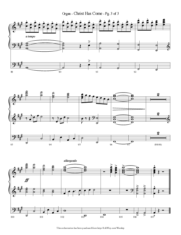 Christ Has Come (Choral Anthem SATB) Organ (Lifeway Choral / Arr. Phillip Keveren)