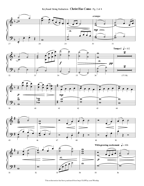 Christ Has Come (Choral Anthem SATB) String Reduction (Lifeway Choral / Arr. Phillip Keveren)