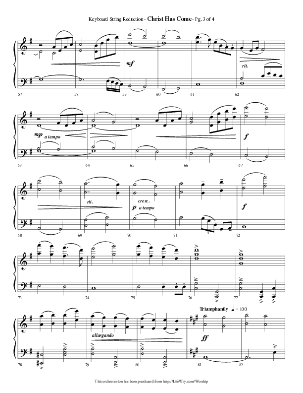 Christ Has Come (Choral Anthem SATB) String Reduction (Lifeway Choral / Arr. Phillip Keveren)