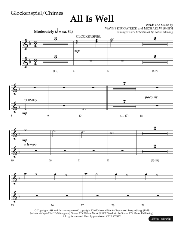 All Is Well (Choral Anthem SATB) Chimes/Glockenspiel (Lifeway Choral / Arr. John Bolin)