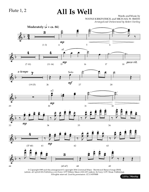 All Is Well (Choral Anthem SATB) Flute 1/2 (Lifeway Choral / Arr. John Bolin)