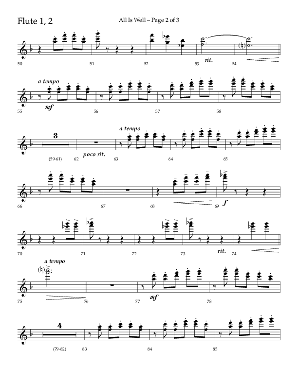 All Is Well (Choral Anthem SATB) Flute 1/2 (Lifeway Choral / Arr. John Bolin)