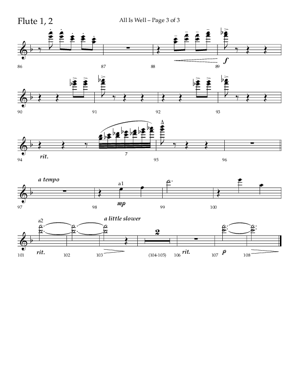 All Is Well (Choral Anthem SATB) Flute 1/2 (Lifeway Choral / Arr. John Bolin)