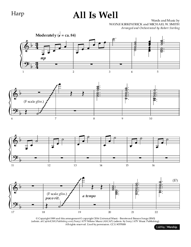 All Is Well (Choral Anthem SATB) Harp (Lifeway Choral / Arr. John Bolin)