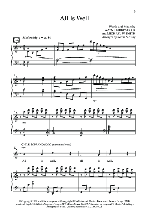 All Is Well (Choral Anthem SATB) Anthem (SATB/Piano) (Lifeway Choral / Arr. John Bolin)