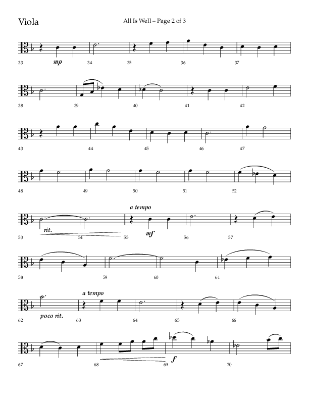 All Is Well (Choral Anthem SATB) Viola (Lifeway Choral / Arr. John Bolin)