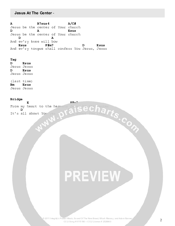Jesus At The Center (Live) Chord Chart (FC Music)