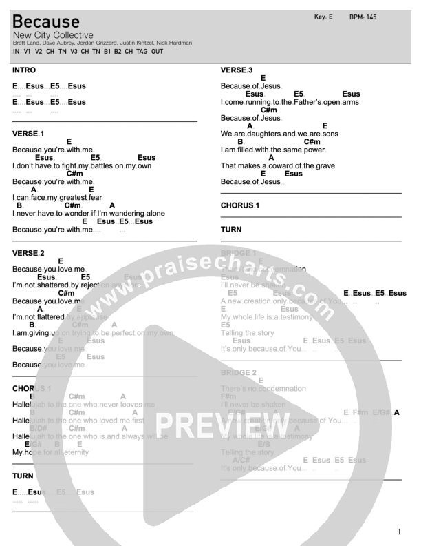 Because Chord Chart (New City Collective)