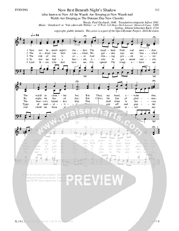 Now Rest Beneath Night's Shadow Hymn Sheet (SATB) (Traditional Hymn)