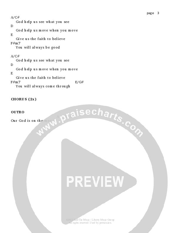 God Is On The Move (Live) Chord Chart (Bridge Music)