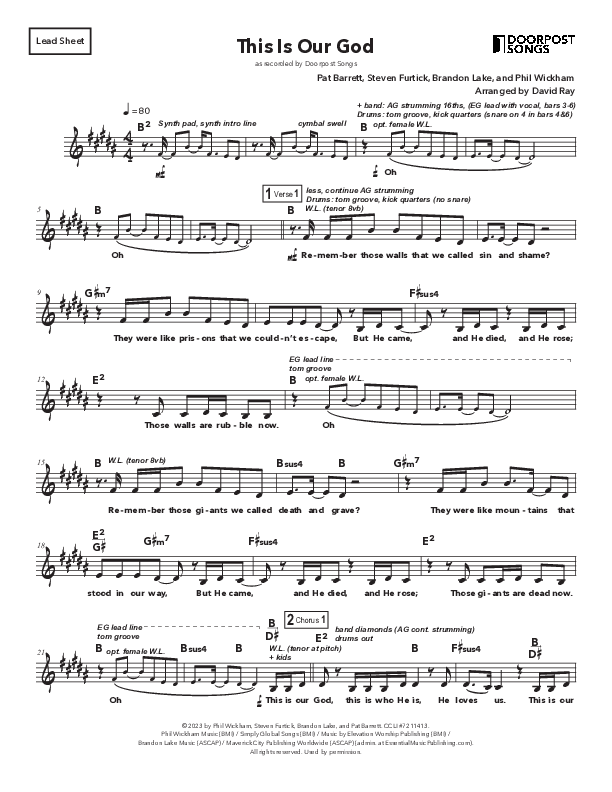 This Is Our God Lead Sheet Melody (Doorpost Songs)