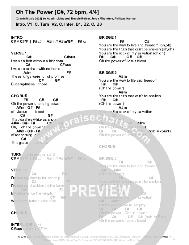 Oh The Power Chord Chart (Crossroads Music)
