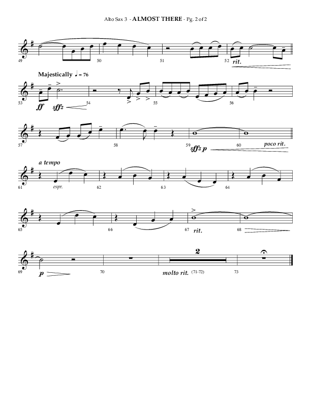 Almost There (Choral Anthem SATB) Alto Sax (Arr. Phillip Keveren / Lifeway Choral)
