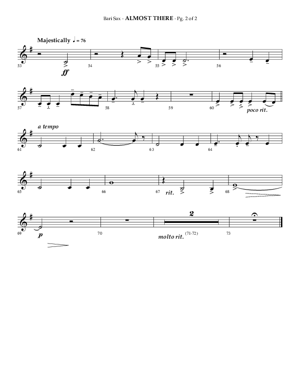 Almost There (Choral Anthem SATB) Bari Sax (Arr. Phillip Keveren / Lifeway Choral)