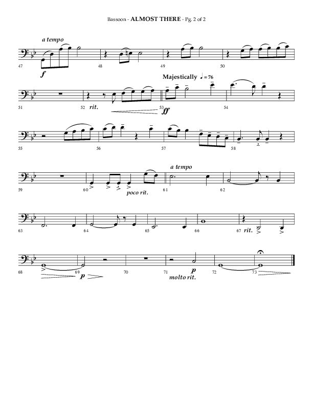 Almost There (Choral Anthem SATB) Bassoon (Arr. Phillip Keveren / Lifeway Choral)
