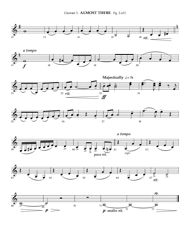 Almost There (Choral Anthem SATB) Clarinet 3 (Arr. Phillip Keveren / Lifeway Choral)
