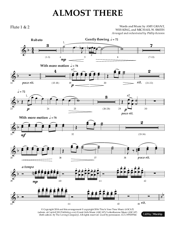 Almost There (Choral Anthem SATB) Flute 1/2 (Arr. Phillip Keveren / Lifeway Choral)