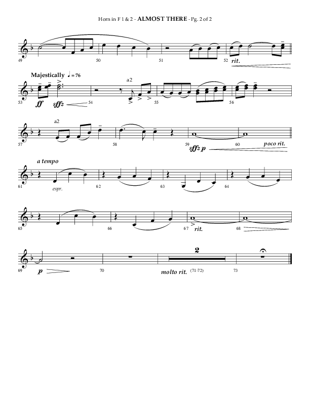 Almost There (Choral Anthem SATB) French Horn 1/2 (Arr. Phillip Keveren / Lifeway Choral)