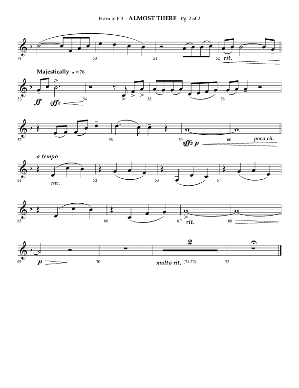 Almost There (Choral Anthem SATB) French Horn 3 (Arr. Phillip Keveren / Lifeway Choral)