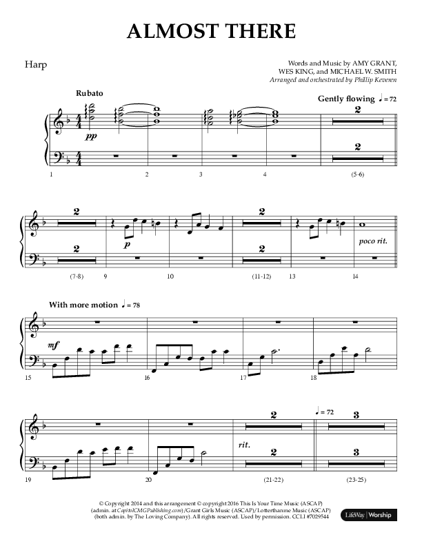 Almost There (Choral Anthem SATB) Harp (Arr. Phillip Keveren / Lifeway Choral)