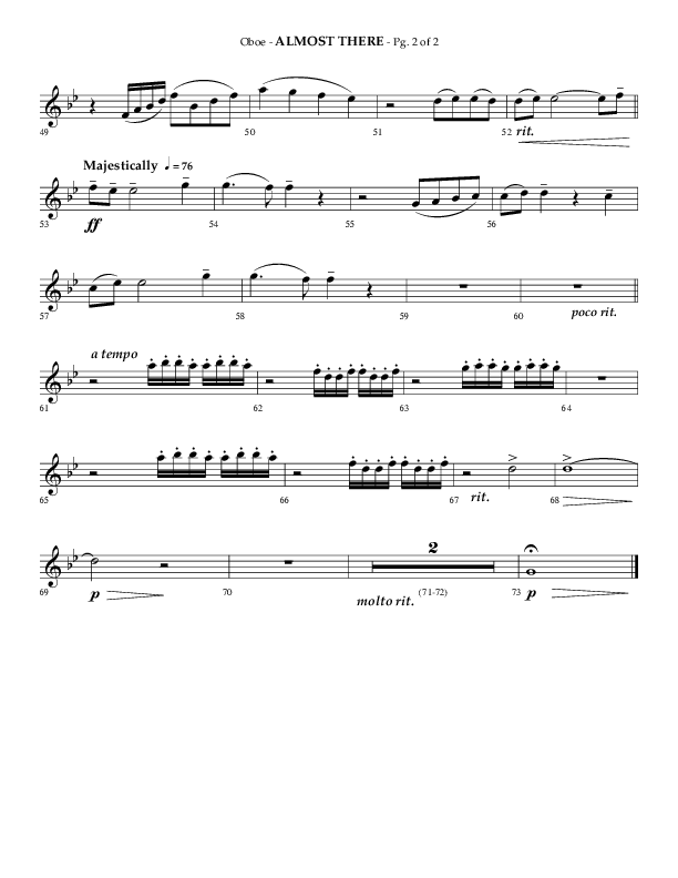 Almost There (Choral Anthem SATB) Oboe (Arr. Phillip Keveren / Lifeway Choral)
