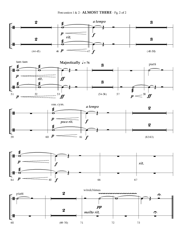 Almost There (Choral Anthem SATB) Percussion 1/2 (Arr. Phillip Keveren / Lifeway Choral)