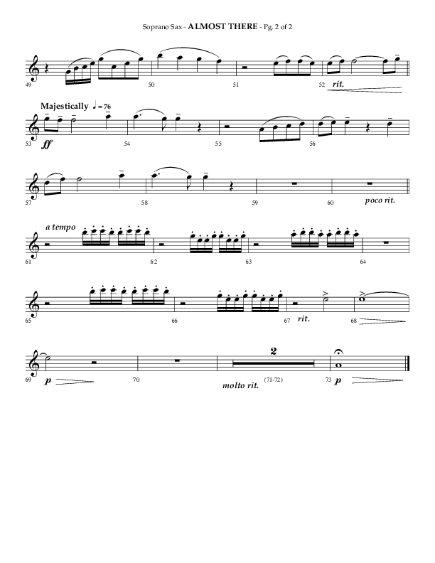 Almost There (Choral Anthem SATB) Soprano Sax (Arr. Phillip Keveren / Lifeway Choral)