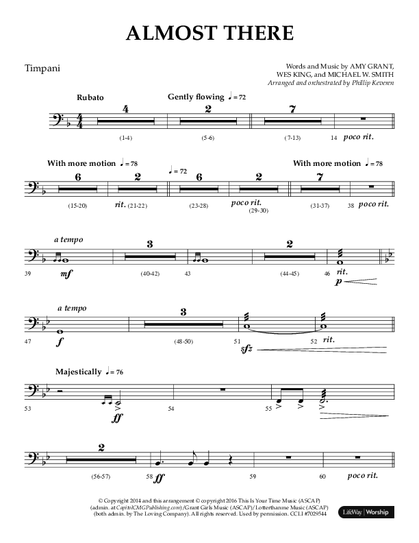 Almost There (Choral Anthem SATB) Timpani (Arr. Phillip Keveren / Lifeway Choral)